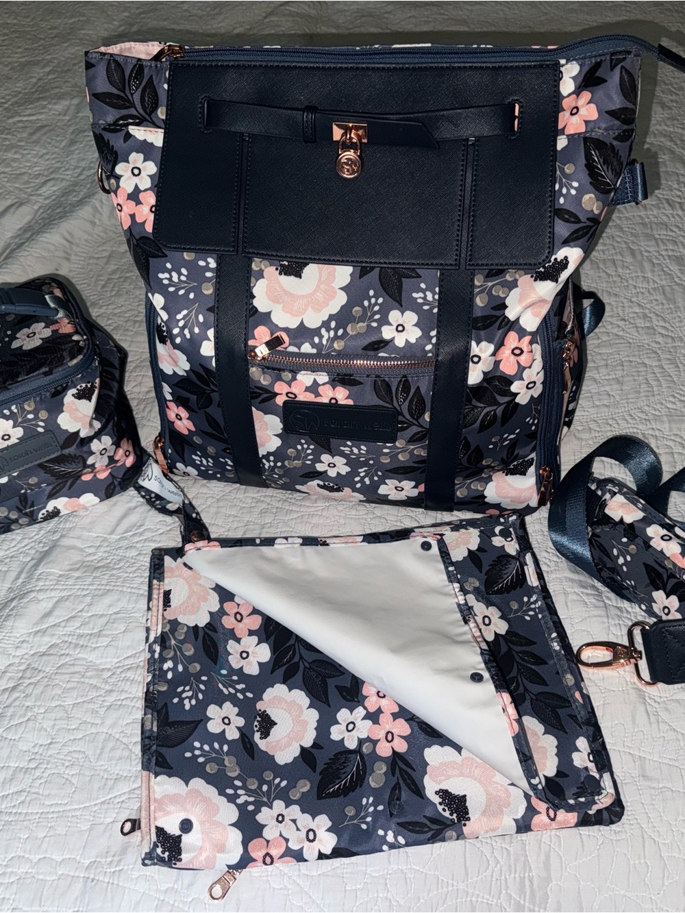 Sarah Wells LE FLORAL - MARIE Pumping Bag w/ matching wet/dry bag and cooler bag